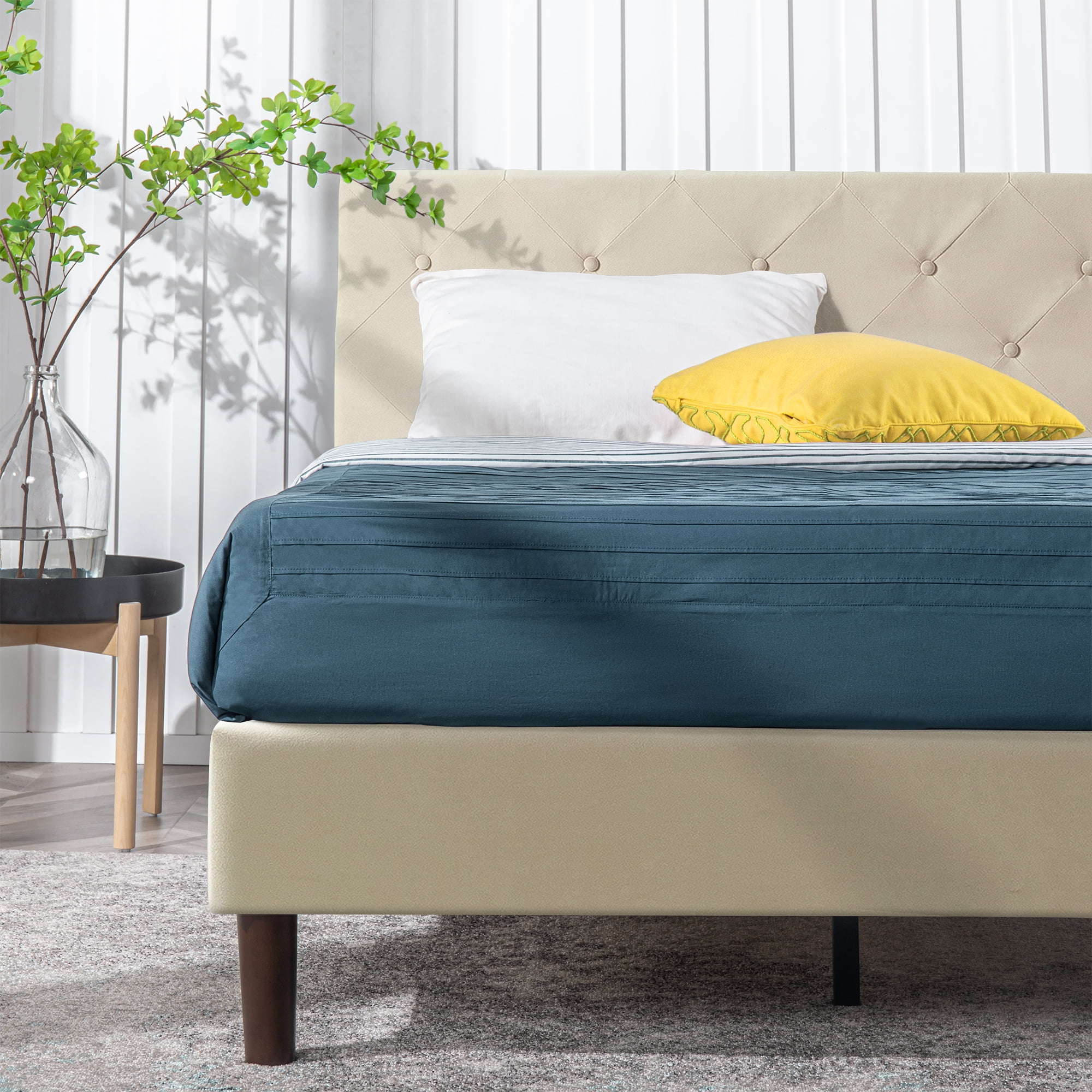 Zinus shalini upholstered platform clearance bed queen
