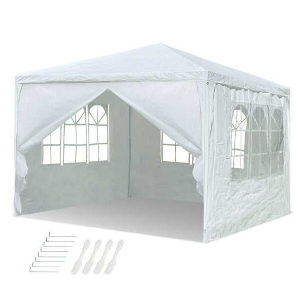 Yescom 10x10' White Outdoor Wedding Party Patio Enclosed Canopy Tent w/ Removable Side Wall Canopy for Fetes Event