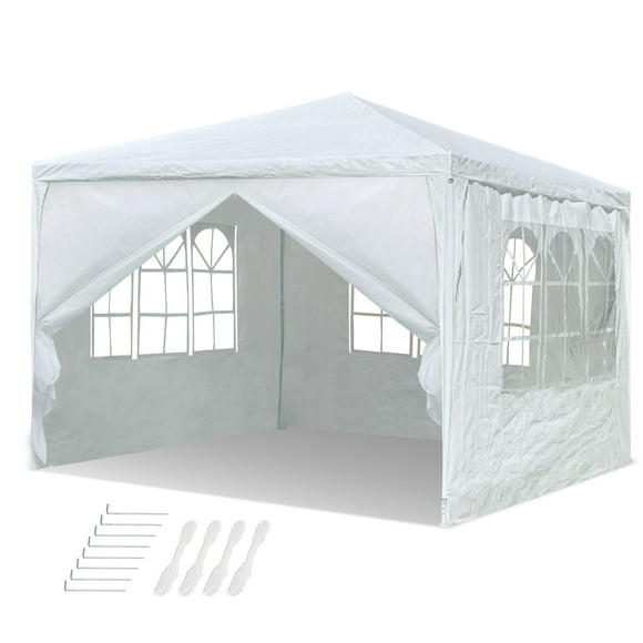 Yescom Tente à Auvent Fermée 10x10 Pieds Blanche pour Mariage et Fête en Plein Air, Patio, avec Paroi Latérale Amovible, Auvent pour Fêtes et Événements