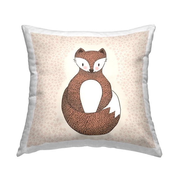 Stupell Industries Whimsical Smiling Fox Patterned Nursery Design Design by Birgit Maria Kiennast Throw Pillow