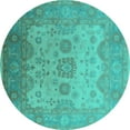 thumbnail image 1 of Ahgly Company Indoor Round Oriental Turquoise Blue Industrial Area Rugs, 6' Round, 1 of 4