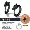 thumbnail image 4 of U7 Dragon Earrings for Men Black Hoop Earrings Personalized Punk Rock Stainless Steel Huggie Earring, 4 of 6