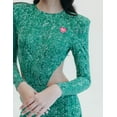 thumbnail image 5 of Mrs Momma Bear Backless Printed Sequin Athleisure Green, Verde Mi Amor Jumpsuit (Women's), 5 of 9