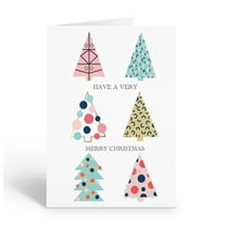 Fun Patterned Christmas Tree Holiday Cards - 12 Cards and Envelopes - Christmas