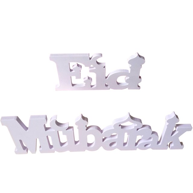 EID-UL-FIGR Adornos de madera blanca Corban Festival Ornamento de colgar Regalo creativo Accesorios duraderos para uso doméstico Puerta de pared 2 PCS tholdsy HA011702-00