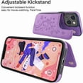thumbnail image 4 of Dteck for iPhone 13 Wallet Case with Card Holder, Butterfly Flower Embossed Faux Leather Kickstand Card Slots Case, Handmade Shockproof Protective Slim Soft Flip Phone Case 2021 6.1", Purple, 4 of 6