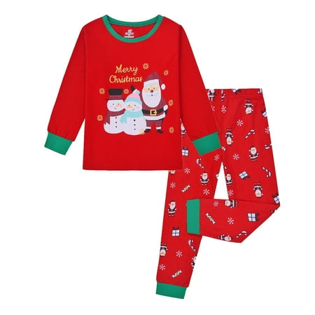 

TOOYOU Boys Outfits Sets Kids Christmas Pajamas Santa Claus Snowman Print Long Sleeve Matching Holiday Jammies Fall Winter Clothes Red 2-3 Years