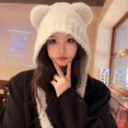 thumbnail image 6 of Cute  Ear Protection Y2k Warm Bear Ear Wool Hat Beanies Cap Winter Hat Knitted Bomber Cap BEIGE, 6 of 8