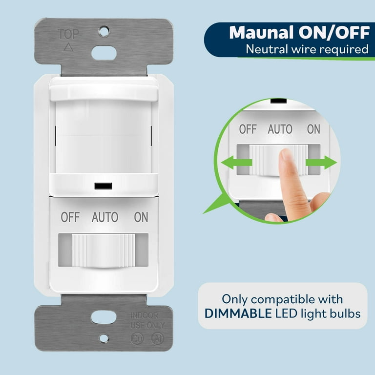 3 Way Motion Sensor Light Switch Neutral Wire Required Sensor Switch For Indoor-534877