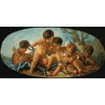 thumbnail image 2 of French School 18x11 Black Ornate Wood Framed Double Matted Museum Art Print Titled - Group of Five Loves with Doves (1928), 2 of 5