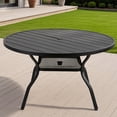 thumbnail image 4 of DELMANGO 55" Outdoor Dining Table for 6-8, Metal Round Patio Dining Table with Adjustable Umbrella Hole for Garden, Backyard and Porch, Black, 4 of 6