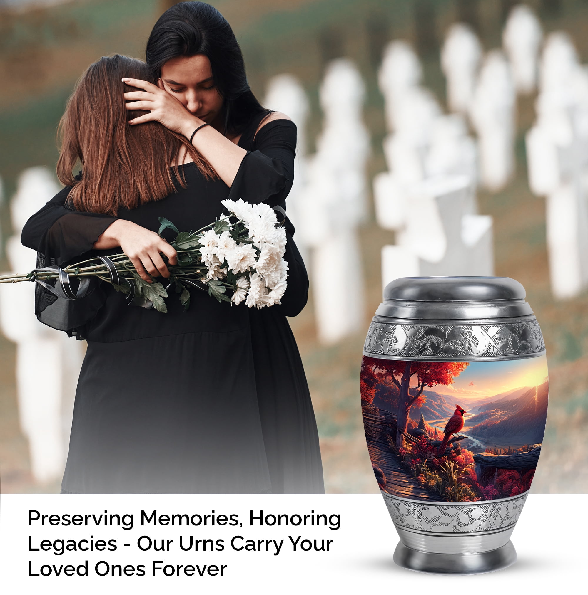 Cardinal Bird Mini Cremation Urns For Human Ashes, Cloud Keepsake Memorial Urns For Adult Male, Sunset Tiny For Human Ashes, Blue Urn For Adult, Memorial Urn For Funeral 3 Inch