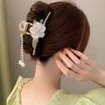 thumbnail image 2 of Mightlink Women Hair Claw Faux Pearls Butterflies Decor Shiny Hair Clip Back Head Tassel Hair Decoration, 2 of 8