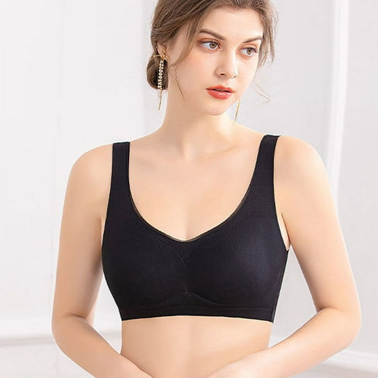 Ultra-thin Ice Silk BraThin Silk Seamless Bra Wireless Underwear with  Removable Pad for Women Breathable XL Gray