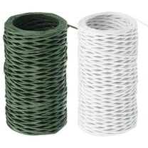 Uxcell 164Ft Floral Bind Wire Wrap Twine 1mm Florist Wire Iron Wire Paper Covered Vine, Green White 2 Pcs