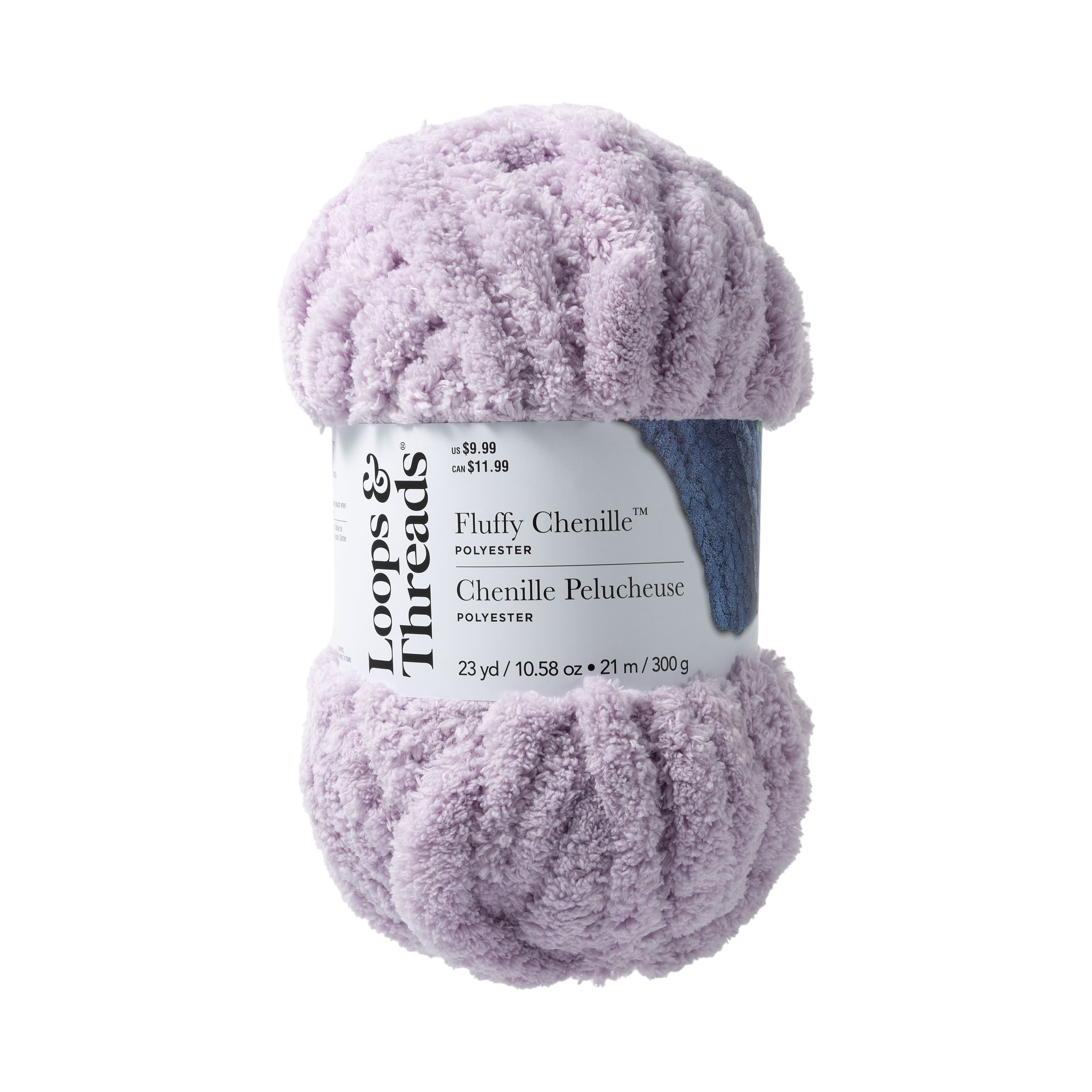 Loops & Threads Fluffy Chenille Yarn - Jumbo (7) 100% Polyester, Soft Fuzzy Yarn for Knitting & Crochet Blankets, Hats, Plushies & Sweaters, 23 yd / 10.58 oz Skein, 6 Pack