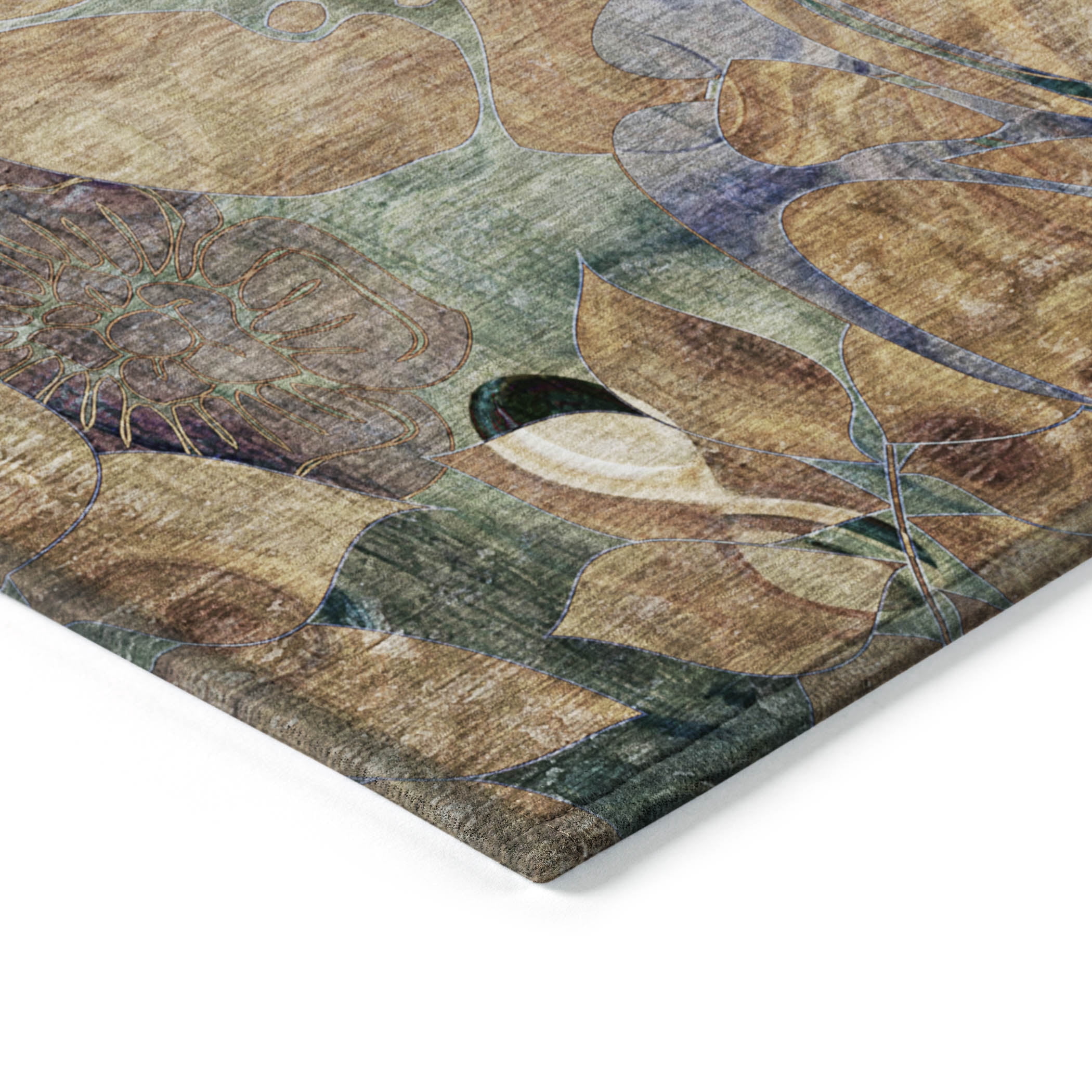 Addison Rugs Chantille Indoor/Outdoor Transitional Floral Beige Washable Rectangle Rug, 2'6" x 3'10"