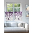 thumbnail image 4 of Sheer Curtains 54 Inch Length 2 Panels Set for Kitchen, Purple Spring Botanical Semi Sheer Curtains for Windows, Weeping Eucalyptus Butterfly Voile Window Treatments Rod Pocket Curtain, 4 of 7