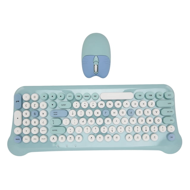 Keyboard and Mouse Combo, Cute Mixed Color Keyboard Mouse Set, 2.4Ghz 98 Keys Ergonomic Keyboard with Auto Sleeping, Silent Computer Mouse for Win 98 7 8 10 11 PC Laptop