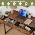 thumbnail image 3 of 44" Industrial Computer Desk with 2-Drawer, Study Writing Desk with Steel Frame for Home Office,Brown, 3 of 9