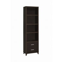 2 Drawers Media Cabinets With Open Shelves in Cappuccino
