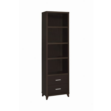 2 Drawers Media Cabinets With Open Shelves in Cappuccino