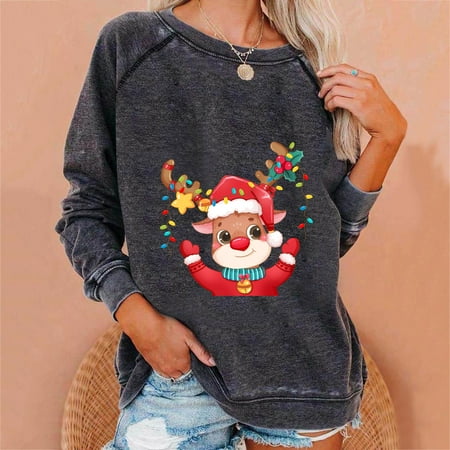 

Zedker Fall Sweatshirts For Women Fashion Women Print Long Sleeve Comfortable Breathable Round-Neck Sweatshirt
