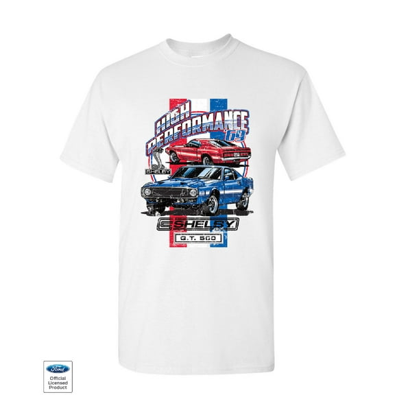 Tee Hunt High Performance 1969 Shelby GT500 T-Shirt Ford Mustang Cobra Mens Shirt