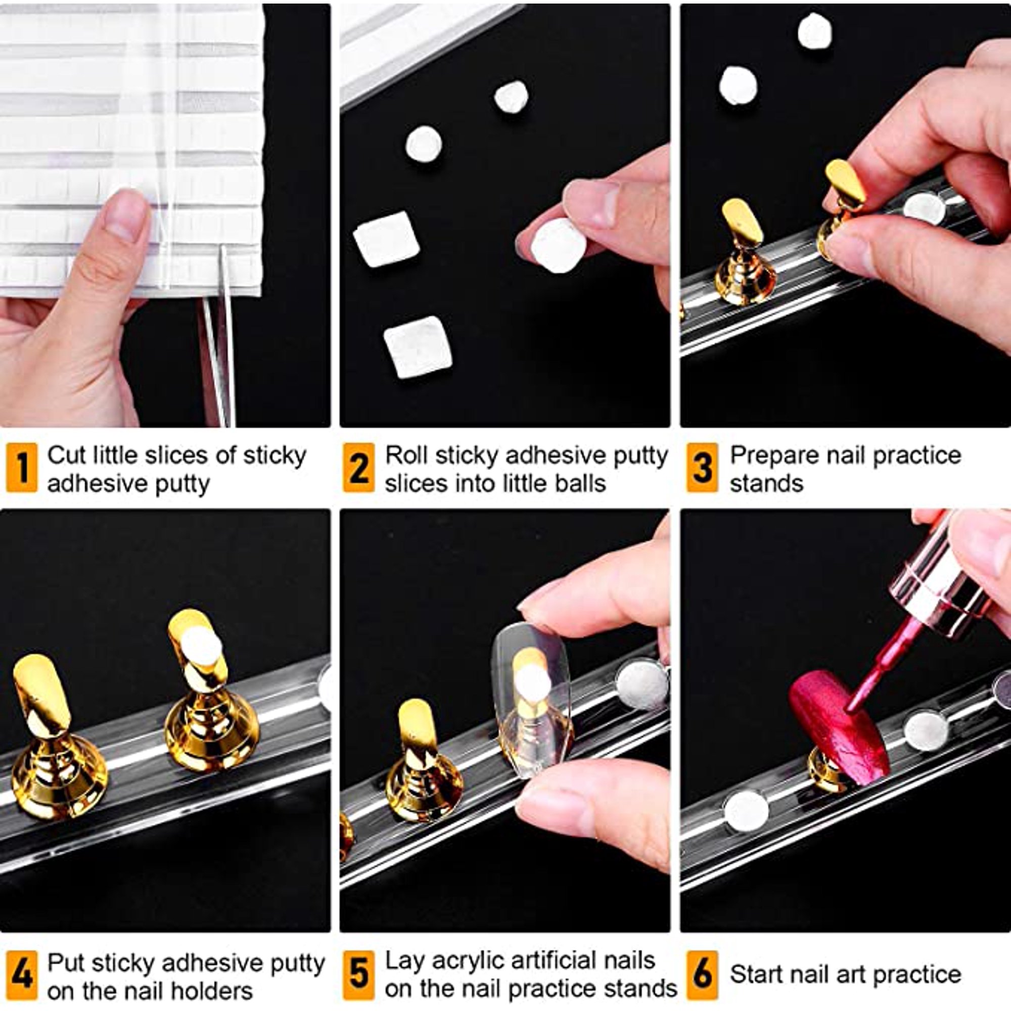 Kalolary Sets Nail Tips Stand Holders With 102Pcs White Reusable