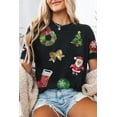 thumbnail image 2 of Women's Black Sequin Christmas Essentials Graphic Crewneck T-Shirt | [ZhiHiMeRi] | (US 20-22)2XL, 2 of 5