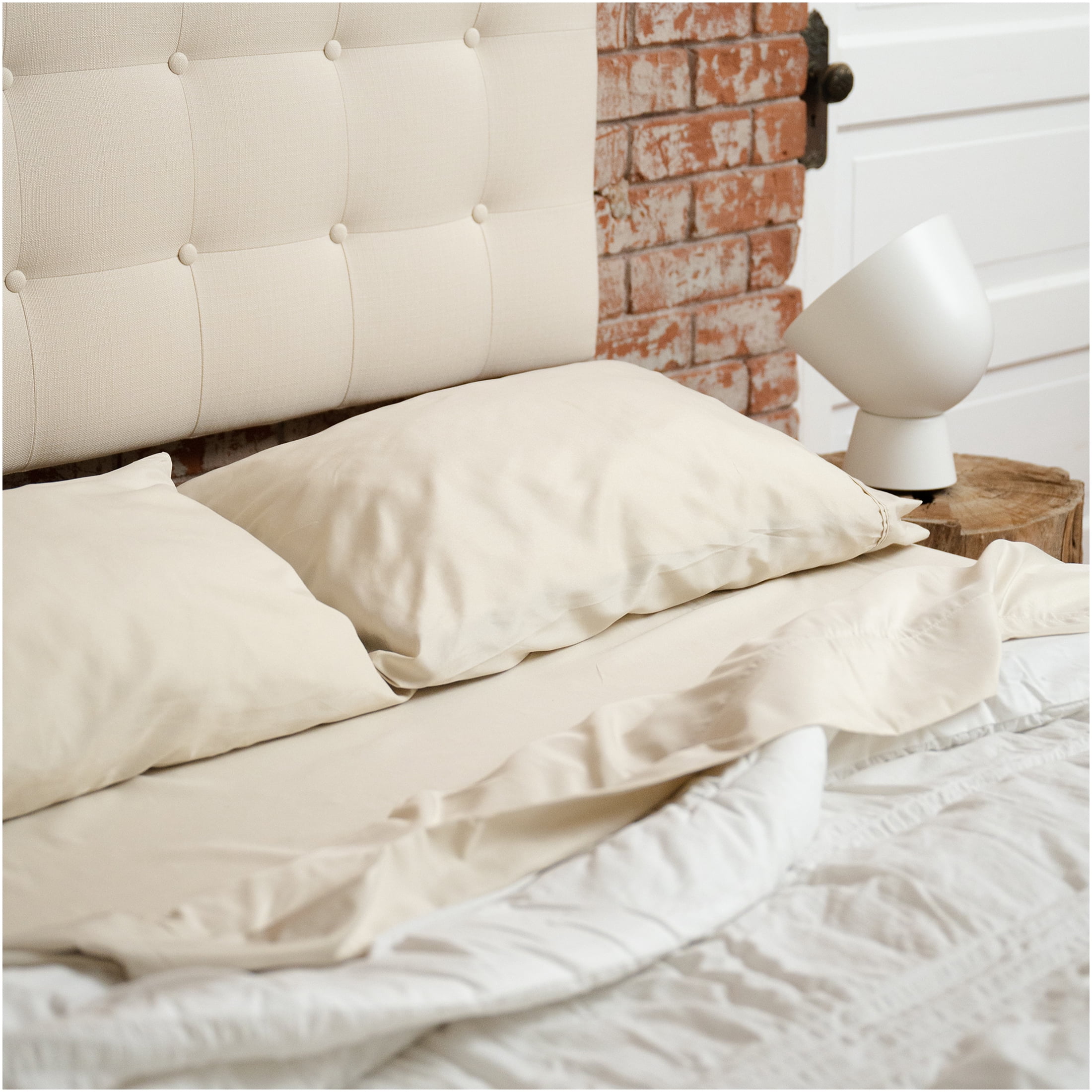 JERFIT 4-Piece Full Sheets Set, 100% Bamboo Derived Rayon, Cream Color, Hypoallergenic, Cooling & Breathable for All-Season Comfort, Deep Pocket 6-18 Inch