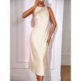 thumbnail image 4 of Apricot Sleeveless High Neck Maxi Dress With Fishtail Hem And Side Slit, 4 of 7