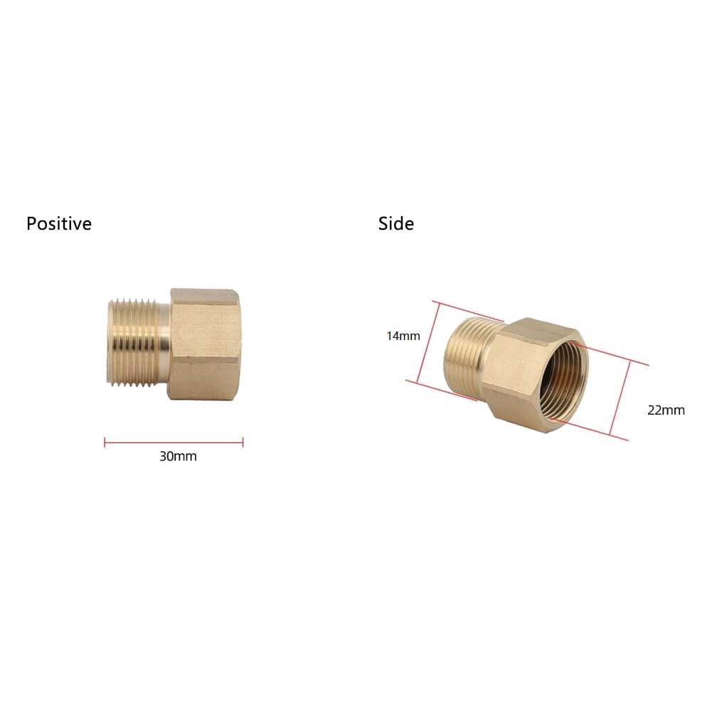 Adaptateur M22 Acier Inox Pour Nettoyeur Haute Pression - Conversion Femelle 12/14 Mm Vers 1/4" Et 3/8", Joint étanche - 10