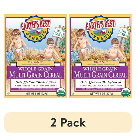(2 pack) Earth's Best Organic Infant Cereal, Whole Multi-Grain, 8 oz. Box