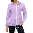 thumbnail image 2 of Vibrex Womens Long Sleeved Windbreaker Solid Color Jacket Lightweight Outdoor Hooded Rain Coat for Running Women's Waterproof Jacket Hooded with Pockets for Outdoor Warm Fall Winter Coats for Women, 2 of 9