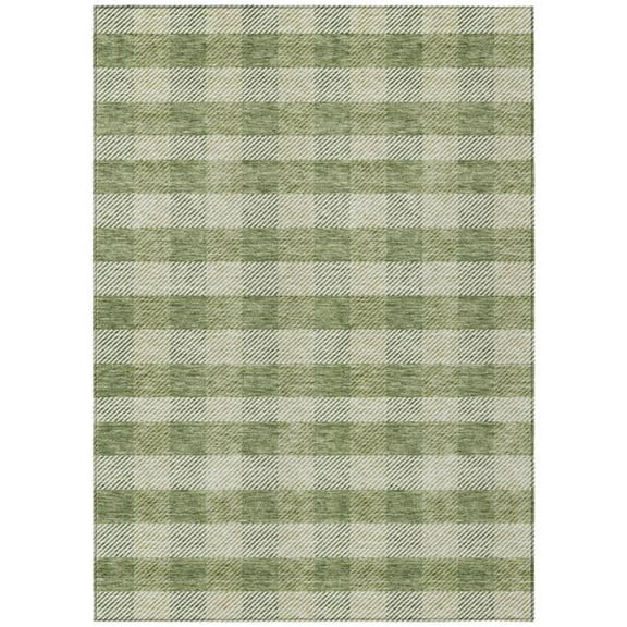 HomeRoots 595475 3 x 5 ft. Green & Light Green Plaid Washable Indoor & Outdoor Rectangle Area Rug