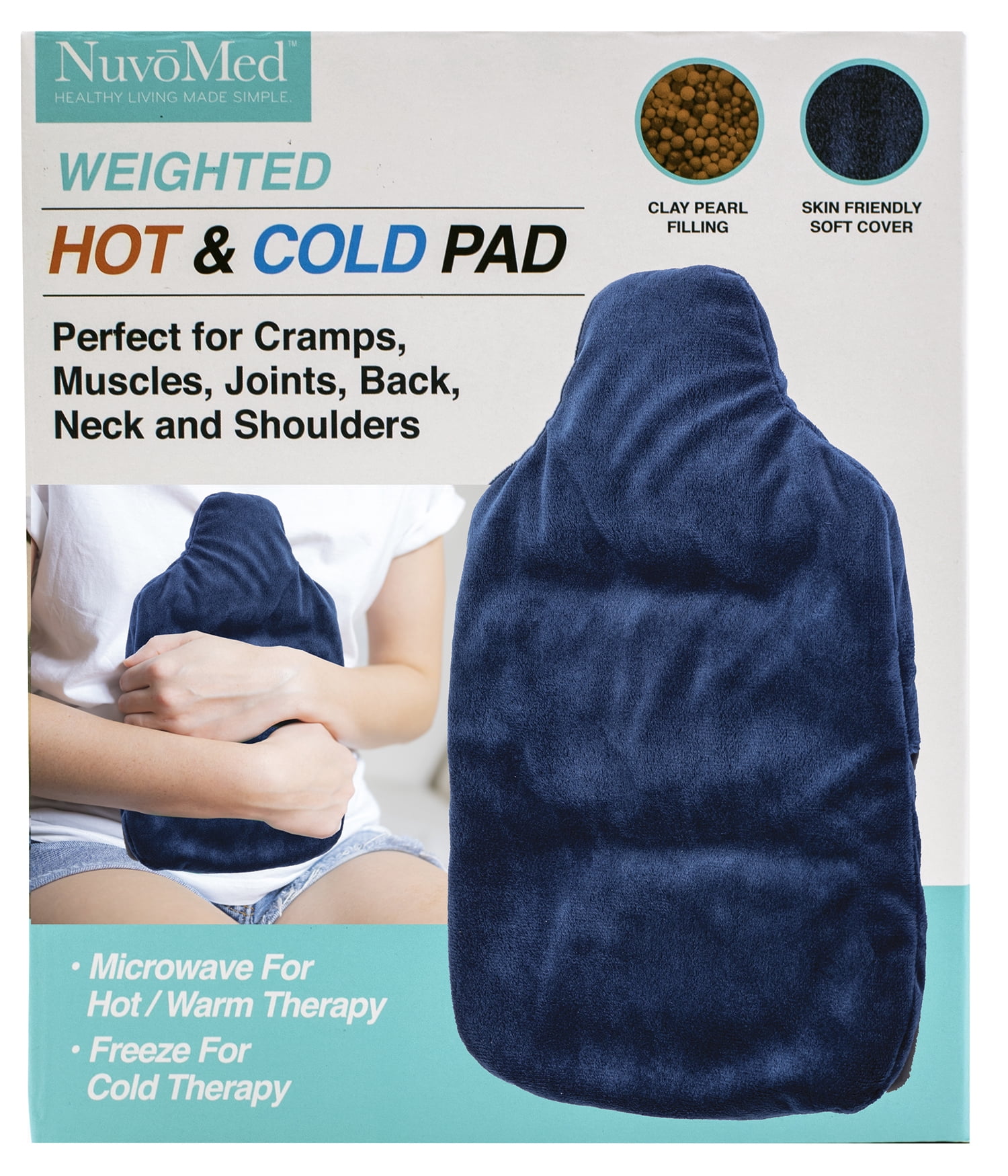NuvoMed Weighted Hot & Cold Pad for Cramps, Muscles, Back, Neck and Shoulders