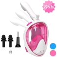 thumbnail image 1 of Newest Version Kids Full Face Snorkel Mask, 180° Panoramic View Snorkeling Mask Set with Safety Free-Breathing System, Detachable Camera Mount Anti-Fog Anti-Leak, 1 of 7