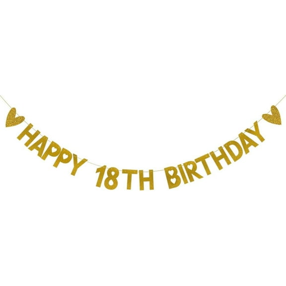 HAPPY 18TH BIRTHDAY Banner,,Gold Paper Glitter Party Decorations for 18 Years Old 18TH Birthday Party Supplies Letters Gold