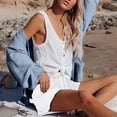 thumbnail image 3 of Lenpel Women's Plus Size Casual Shorts Elastic High Waisted Tie Front Pleated Wide Leg Shorts Summer Beach Shorts with Pockets, 3 of 6