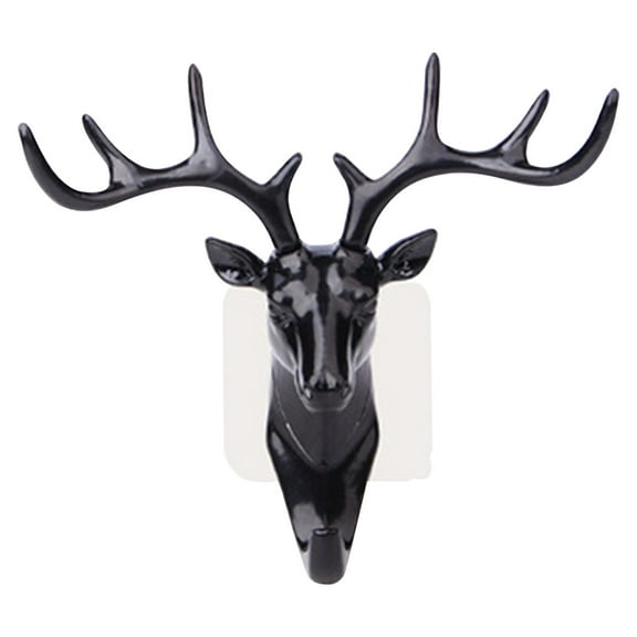 Adhesive Hook Deer Elk Head Shape Towel Hanger No Punching Hanging Hook Wall Mount Heavy Duty Hook Keys Sticky Holder Stick on Wall Door Cabinet Bathroom Kitchen Bedroom