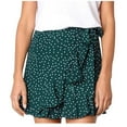 thumbnail image 1 of Summer Skirt Saving! Jerdar Women's Casual Print Ruffles A-Line Pleated Lace Up Bandage Short SKirt Green S, 1 of 5