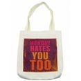 thumbnail image 1 of Abstract Tote Bag, Grunge Style Vintage Design with Monday Hates You Too Wording Art Print, Cloth Linen Reusable Bag for Shopping Books Beach and More, 16.5" X 14", Cream, by Ambesonne, 1 of 2