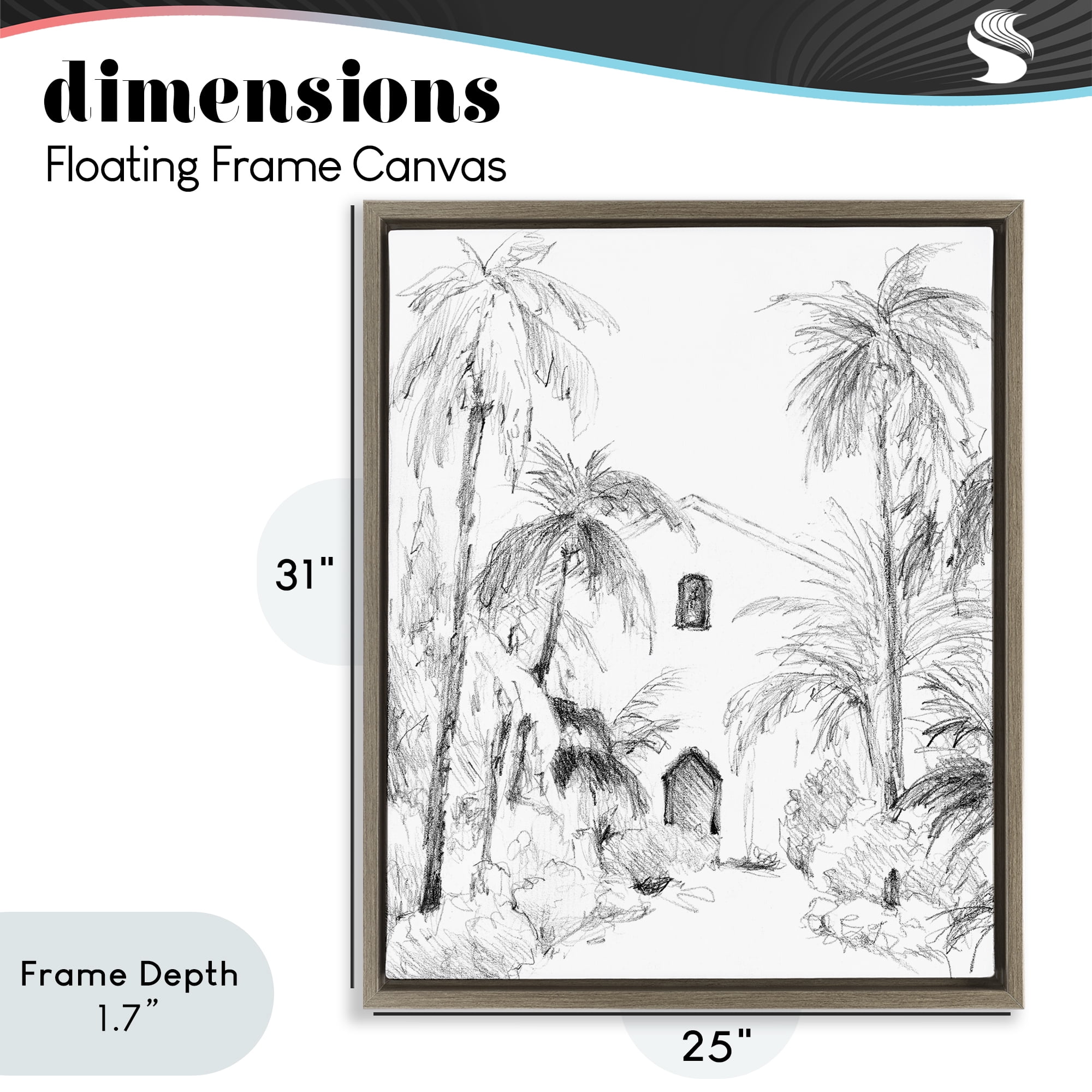 Stupell Industries Island Church Sketch Brown Framed Floater Canvas Wall Art, design by Lanie Loreth