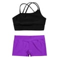 thumbnail image 3 of Lejafay Kids Girls 2 Piece Dance Outfits Crop Top with Booty Shorts Active Set Gymnastics Leotard Black&Purple M, 3 of 7