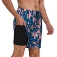 thumbnail image 2 of Yiaed Lilies Flowers Print Mens Swim Trunks Bathing Suit Compression Liner Beach Swim Shorts Swimwear Quick Dry Zipper Pocket No-Chafing Board Short-Large, 2 of 6