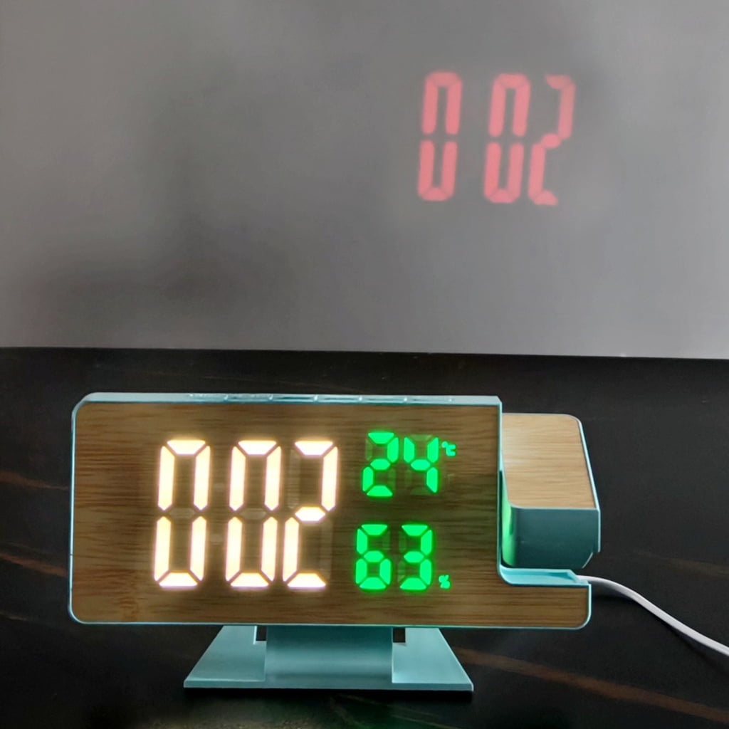 Projection LED Alarm Clock with Clear Display and Room Temperature Monitoring