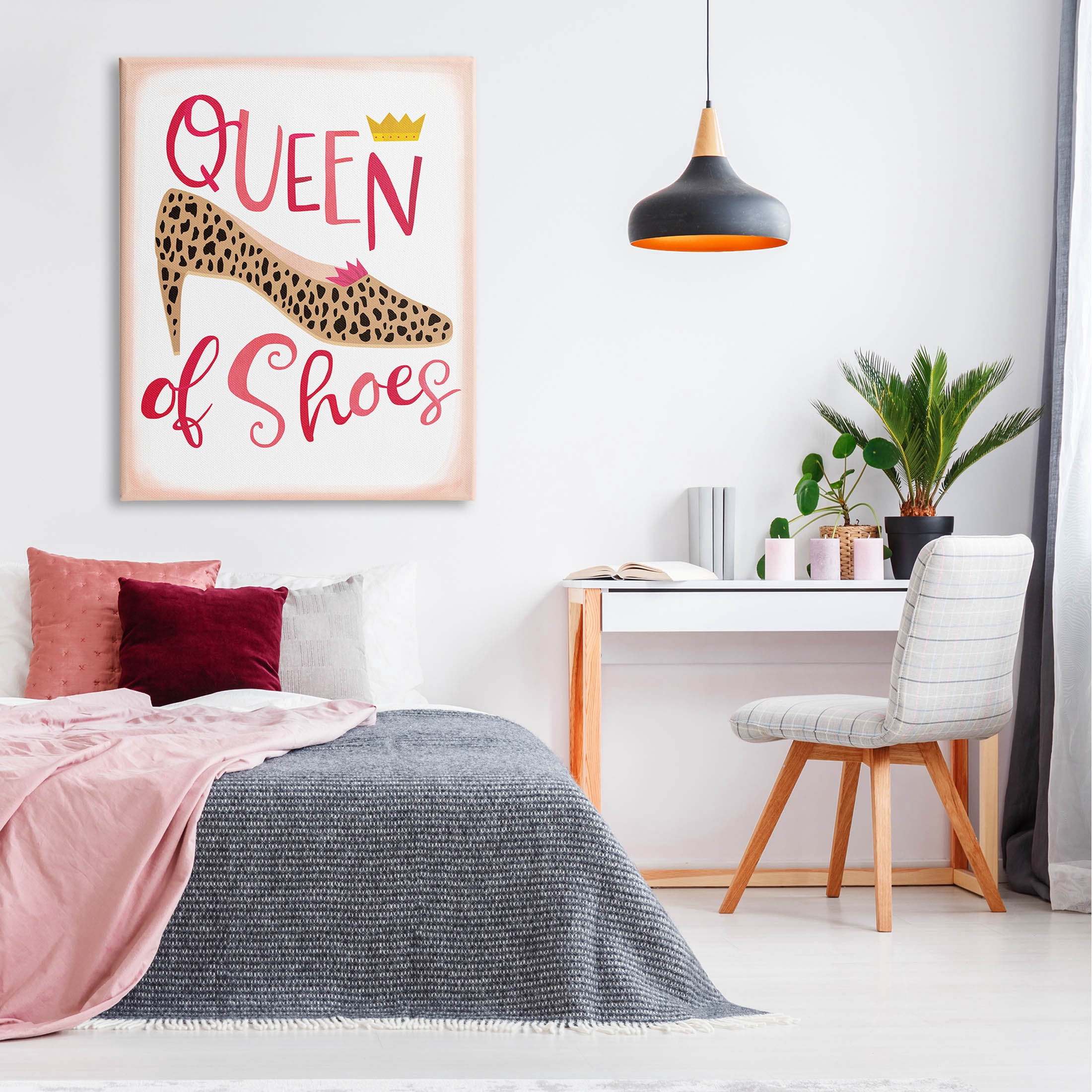 Queen Of Shoes Leopard Pattern Beauty & Fashion Graphic Art Gallery Wrapped Canvas Print Wall Art
