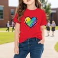 thumbnail image 5 of Kids Valentine's Day T-Shirt | Girls Rainbow Heart Graphic Tee | Short Sleeve Cotton Shirt for Kids to Big Kid Red,Size 3 T, 5 of 9