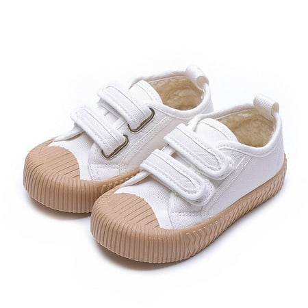 

DancePeanut Autumn Winter Baby Children Boys Hook & Loop Canvas Shoes Kids Girls Plush Lining Breathable Flats Size 17-32